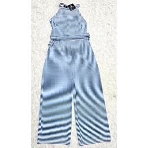 Sailor-Sailor Jumper One Piece, Blue White, Nautical, Belted, Halter, Sz S New